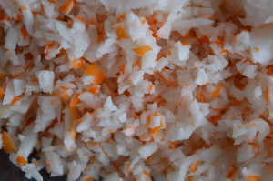 Palitos de cangrejo triturados
